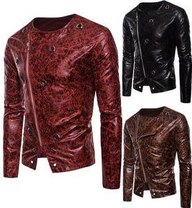 Mens Pu Leather Jacket Ny unik dragkedja Läderspänne Motorcykeljacka Läderjackor för män Långärmad MEN039S OUTREWEAR9018146