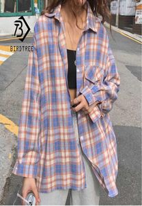 New Arrival Women Vintage Plaid Oversized Blouse Batwing Sleeve Turn Down Collar Purple Shirt Button Up Casual Tops T04001F1070846