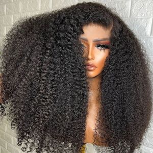 Brazilian 13x4 Kinky Curly Lace Front Wigs Transparent Lace Frontal Curly Wigs for Black Women Pre Plucked Synthetic Full Lace Wig with Okua