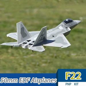 Electric/RC Aircraft F22 50mm Edf Culvert Fighter Fixed Wing Radio Control Electrical Aircraft Model Rc Aircraft Kit Pnp Q240529