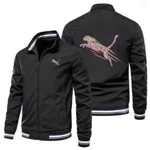 Jackets masculinos Men 2024 Spring Fashion Leopard Letra gráfica impressa Y2K Designer Roupos Windbreaker Bomber Bomber