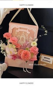 Embrulhado de presente Qixi Dream Castle Flower Bouquet Bolsa Bolsa Carving Shop Wholesale