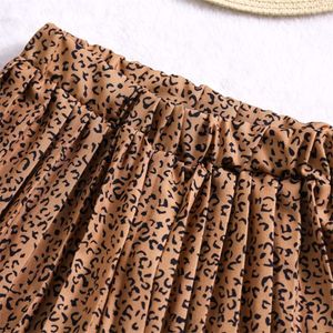 4-7Y Summer Children Kids Baby Girls Clothing Sets Solid Ribbed Sleeveless Tanks Tops+Leopard Print Wide Leg Pants Outfits