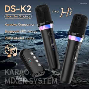 Microphones Karaoke Bluetooth 5.3 Wireless Microphone RGB Color Light DSP Mixer System 3.5MM Type-C HIFI Stereo For Wired Speaker/Car KiV