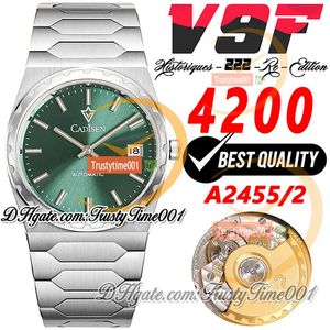 Historiques 4200H 222 Jumbo A2455 Automatic Mens Womens Unisex Watch V9F 37mm Green Stick Dial Stainless Steel Bracelet Super Edition Trustytime001 Wristwatches