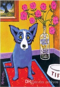 Absolut Vodka Blue Dog Real高品質の手描きの壁アートオイルペインティングキャンバスホーム装飾マルチサイズフレームオプションA1256654101