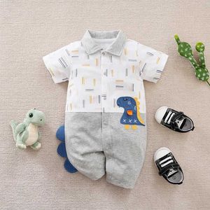 Rompers Baby Boys and Girls Romper Noworodek 0-18 miesięcy Dinozaury Dinozaury krótkie rękawy Bodysuit Fashion Niemowlęcie Sumne kombinezony Y2405305KCT