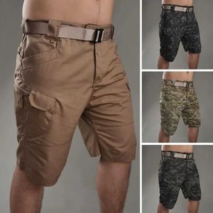 Herren Shorts Herren Sommerknopf Zipper Flug Shorts City Militärtatische Taschen mit geraden Bein Taschen Solid Camo Printed Commercial Shorts S2452922