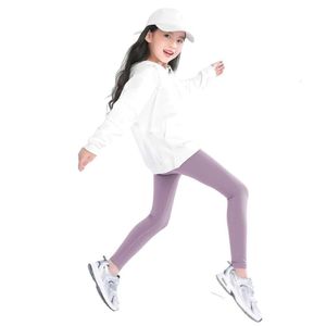Autumn Solid Kid Leggings Girl Thin Tights Sweatpants 2-12Y Child Casual Length Pants Spring Toddler Skinny Cropped Trousers L2405