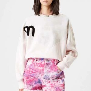 Sweatshirts 2024 Casual Cotton Sweatshirt: Trendy Loose Long Sleeve Pullover för kvinnor