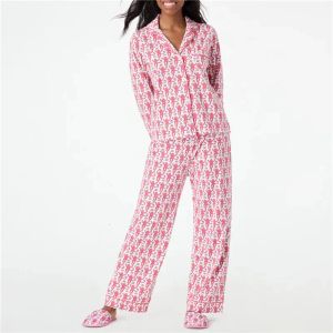 Lounge Roller Rabbit Monkey Pyjamas Preppy PJS Söta PJ Pants Set för kvinnor Y2K Långärmningspyjamas Set 2 -stycken Loungewear 240408