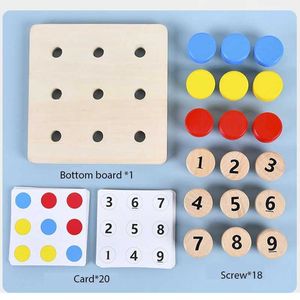 Math Counting Time Intelligence toys Wooden Tighten The Screws Matching Chalnge Tab Game Montessori Color Number Cognition Pairing WX5.292T45