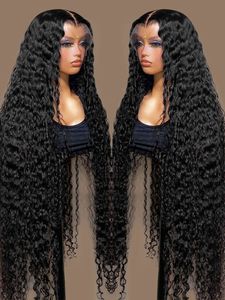 Perucas de cabelo humano curativo transparente13x4 HD Water Wave Lace Front Wigs for Women Black Deep Wave Lace Frontal Wigs