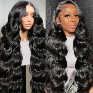 40Inch Brazilian Hair Body Wave 13x4 Hd Transparent Lace Front Wig Pre Plucked 360 Lace Frontal Wig Simulation Human Hair Wigs for Wome Xqnm