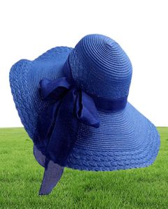 2020 New Wide Brim Summer Hats for Women férias lazer chapéu de praia fita arco solar viseira chapéu panamá mulher039s Sun Caps T25125400