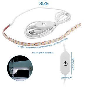 30cm LED Sewing Machine Light Strip Kit SMD 2835 White USB Powered With Touch Switch Lighting Strips For Desktop Cabinet Kitchen