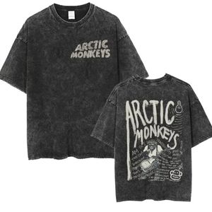 Retro Rock Arctic Monkeys Music Album Graphic T-Shrit Mens Vintage Washed Oversized Short Sleeve T Shirt Y2k Hip Hop Streetwear 240530