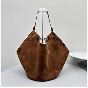 Khaite Designer Brand Bag Handbag Nubuck Leather Suede Bag Jiaozi Bucket Bag Axel Tote Bag Womens Bag Handbag Bag Belt Logo Logo