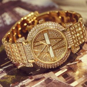 Women's Watches Luxury Diamond Women Watches mode rostfritt stål armband handledsklocka kvinnor design kvarts klockklocka relogio 2849