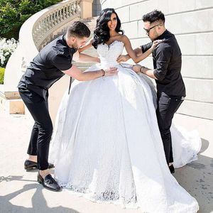 Vintage Sweetheart Ball Weddng Dresses Lace Applique Zipper Back Vestidos de Novia Bridal Wedding Party Gown 0530