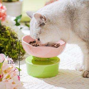 Creative Ceramic Food Bowl Protects Cervical Vertebra from Overturning Large Capacity Cat Eating Drinking Water Pet Supplies 1Pc