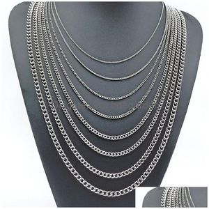 Chains 2.2 M Basic Curb Link Never Fade Necklace Diy 304 Stainless Steel Swim Choker Necklaces With Lobster Clasp For Men Women Punk H Dhtr7