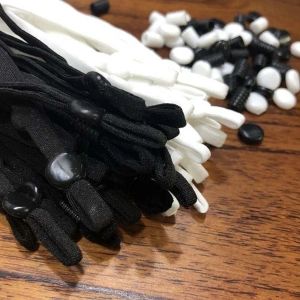 100 datorer Justerbar maskrep Sying Elastic Band Cord med Buckle White Black DIY Making Accessories Supplies