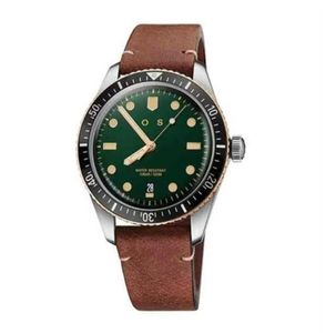 Oris assiste a marca de luxo de estilo simples para homens datam a tira de couro analógico de aço preto de moda à prova d'água verde -d'água269m7913694