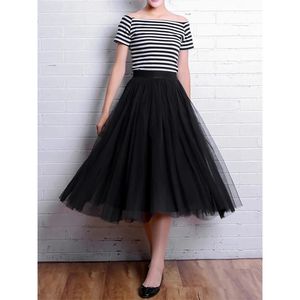 Summer Women Tulle SkirtStreetwear Elastic High Waist Mesh Pleated Skirts Elegant Korean A Line Office Ladies Skirt 240529