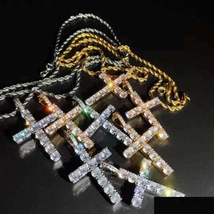 Pendant Necklaces Hip Hop Large Cross Necklace Mens Jewelry Zircon Personalized Drop Delivery Pendants Dhl5S