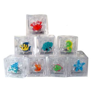 8Pcs Luminous Cute Animal Print Colorful LED Light Toy Ice Cubes Glowing Party Ball For Kids Bathing Toys L2405