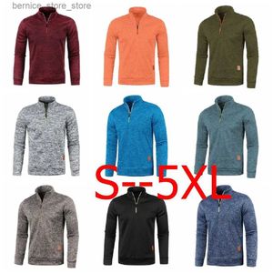 Męskie swetry nowi mężczyźni grubsze pół zamka suwaki pullover dla męskiego bluzy bluzy stałe kolor golfowy zapchkają się jumbo rozmiar s-5xl Q240530