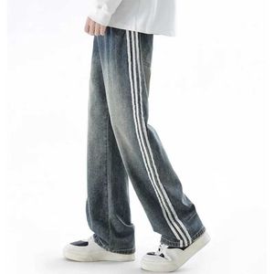 Men's Pants Autumn Winter American Striped Loose Jeans Men dents Loose Straight Wide Leg Long Pants Pocket S2452411