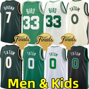 Män ungdomarbarn Jayson Tatum Jersey City Basketball Jerseys Edition Jaylen 7 Brown Larry Bird Retro bär vitgrön vuxen barn