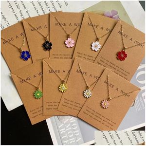 Pendant Necklaces Korean Fashion Flower Necklace For Girl Women White Yellow Color Trendy Choker Gift Summer Wholesale Drop Delivery Dhxlp