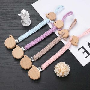 5PCS Pacify Toys Baby Beech Wood Pacifier Clip Handmade Crochet Colorful Soother Nipple Chain For Baby Teething Dummy Holder Chain Care Chew Toy
