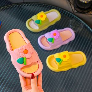 2024 Summer New Cartoon Girl Slippers Soft Sole Home Anti Slip Sandals Flower Kid Shoes Flip Flops