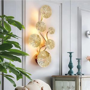 Duvar lambası Nordic Gold Gloss Lotus Yaprağı İç Sanat Dekorasyon Işığı ile benzersiz Modern Led