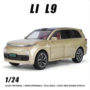 1 24 Ideal Li L9 Alloy Car Model Simulation SUV Diecast Vehicle Sound and Light Children One Piece Auto Gift Boy Toys Wheels 240524