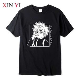 Men's T-Shirts XIN YI Mens Casual High Quality 100% Cotton T-shirt Tops Kawaii Hunter X Hunter Tshirt Killua Zoldyck T-shirt Anime Tee Shirt z240531