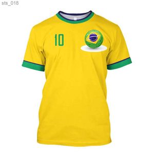 Fans toppar tees brasiliansk stil samba fotboll mens t-shirt 3dt brasiliansk flagga tryckt fotbollssporter skjorta herrkläder h240531