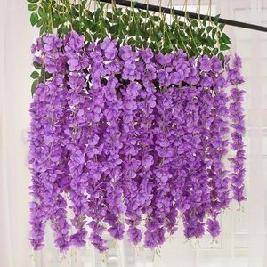 Dekorativa blommor 12st Wisteria Artificial Hanging Garland Vine Rattan For Wedding Arch Party Home Garden Decorations Fake Flower String