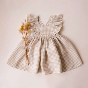 ベビードレス夏のための1〜5歳のリネンコットン幼児の女の子の服