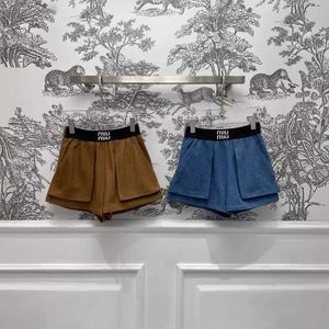 MM Família SS Novo trabalho Use shorts jeans com cores contrastantes e cintura elástica versátil casual versátil