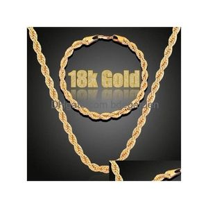 Bracelet Necklace 18K Gold Filled Twisted Chain Necklace For Men/Women Rope Africa Jewelry Arab Ethiopia Long Boyfriend Gift Drop De Dhmix