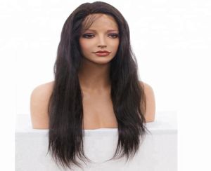 Dostawca na nieprzetworzonym Remy Virgin Human Hair Długa naturalny kolor Naturalny prosty koronkowy peruka dla kobiet96749171251475