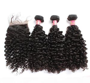 Bella Hair 8A Hair Bundles with Closure Brazilian Virgin Curly Human Hair Weaves Natural Color Extensions julienchina6789062