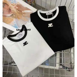 HA1N designer COUREGES t shirt summer short sleeve women tshirt contrast color embroidery slim fit top tee high quality wholesale