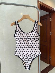 Designer Bikini Swimsuit One Piece Baddräkter kvinnor Färgblock Print Criss-Cross Back V Neck Bathing Suits Ummer Beach Wear Swimming