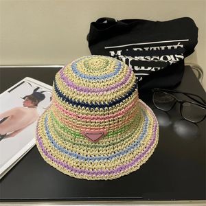 Designer kapelusz kubek czapki letnie czapki na kobietę litery Gorras Casquette Braid Słomka damska czapka trójkątna trawa mieszanka mieszanka kolorowy pasek vintage ga0149 h4